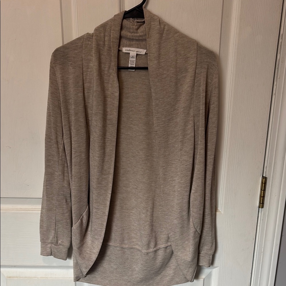 Women's Beige Open Front Cardigan